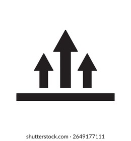 Breathable material technology icon with upward arrows showing moisture evaporation air flow and vapor permeability for fabric and textile vector solid glyph icon