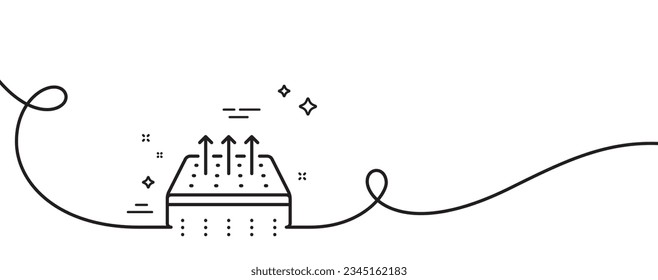 Breathable mattress line icon. Continuous one line with curl. Orthopedic pad sign. Air flow sleep bed symbol. Breathable mattress single outline ribbon. Loop curve pattern. Vector