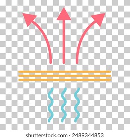 Breathable resistant icon, waterproof material protection sign, web vector illustration .