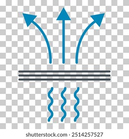 Breathable resistant icon, waterproof material protection sign, web vector illustration .