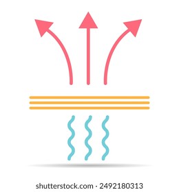Breathable resistant shadow icon, waterproof material protection sign, web vector illustration .