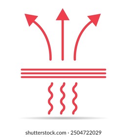 Breathable resistant shadow icon, waterproof material protection sign, web vector illustration .