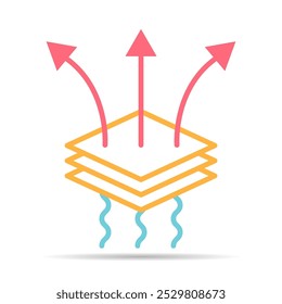 Icono de sombra resistente transpirable, signo de protección de material impermeable, Ilustración vectorial de Web .