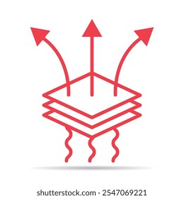 Breathable resistant shadow icon, waterproof material protection sign, web vector illustration .