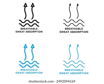 Breathable sweat absorption icon black and white vector outline sign