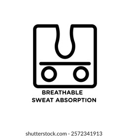 Breathable sweat absorption icon Black and white outline vector