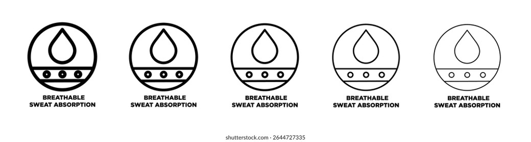 Breathable sweat absorption icon flat illustration set logo