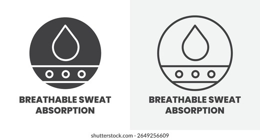 Ícone respirável de absorção de suor ilustração gráfica linear