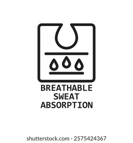 Breathable sweat absorption icon Simple thin outline