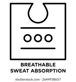 Ícone respirável de absorção de suor simples ícone plano símbolo vetor