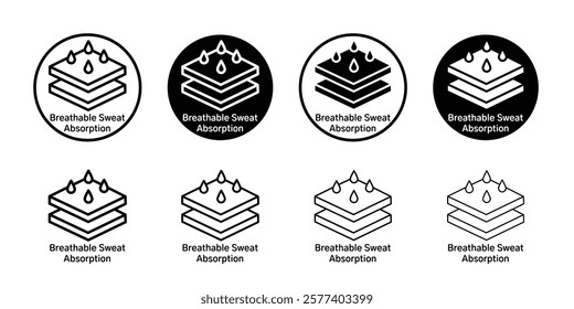 Breathable sweat absorption icon Vector logo set flat