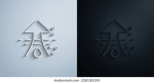 Icono de papel de flechas textiles respirables con efecto de sombra diseño de iluminación vectorial