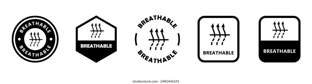 Transpirable - Señales de Vector para diseños de etiquetas de embalaje.