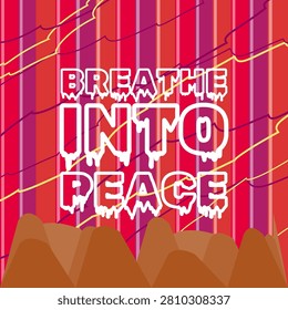 BREATHE INTO PEACE bold typography cutout with tonal glow cast shadow depth