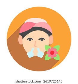 Breathe rounded flat color, mini illustration icon, related to relaxation, spa, wellness and more. Vector EPS 10 for modern concept, print, UI, UX kit, web and app development