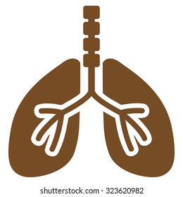 Breathe System vector icon. Style is flat symbol, brown color, rounded angles, white background.