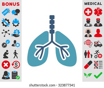 Breathe System vector icon. Style is bicolor flat symbol, cyan and blue colors, rounded angles, white background.