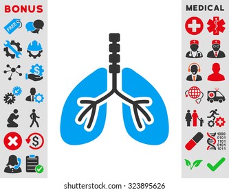 Breathe System vector icon. Style is bicolor flat symbol, blue and gray colors, rounded angles, white background.
