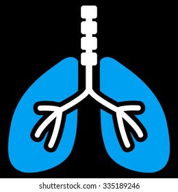 Breathe System vector icon. Style is bicolor flat symbol, blue and white colors, rounded angles, black background.