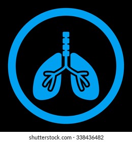 Breathe System vector icon. Style is flat rounded symbol, blue color, rounded angles, black background.