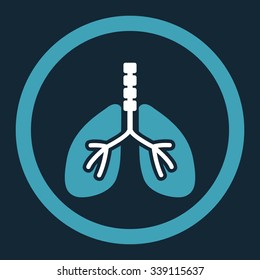 Breathe System vector icon. Style is bicolor flat rounded symbol, blue and white colors, rounded angles, dark blue background.