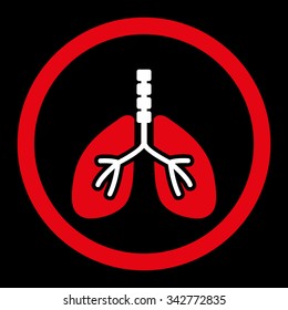Breathe System vector icon. Style is bicolor flat rounded symbol, red and white colors, rounded angles, black background.