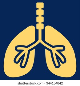 Breathe System vector icon. Style is flat symbol, yellow color, rounded angles, blue background.