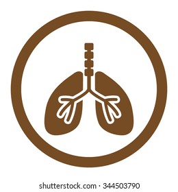 Breathe System vector icon. Style is flat rounded symbol, brown color, rounded angles, white background.