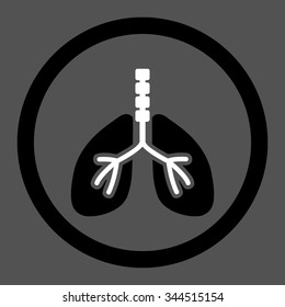 Breathe System vector icon. Style is bicolor flat rounded symbol, black and white colors, rounded angles, gray background.