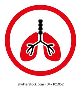 Breathe System vector icon. Style is bicolor flat rounded symbol, intensive red and black colors, rounded angles, white background.