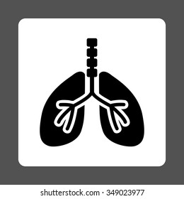 Breathe System vector icon. Style is flat rounded square button, black and white colors, gray background.