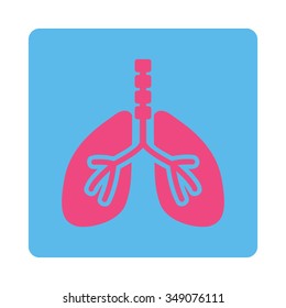 Breathe System vector icon. Style is flat rounded square button, pink and blue colors, white background.
