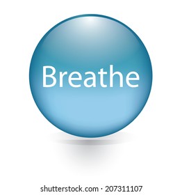 Breathe word blue button