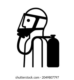 Breathing Apparatus Black Icon ,Vector Illustration, Isolate On White Background Label. EPS10