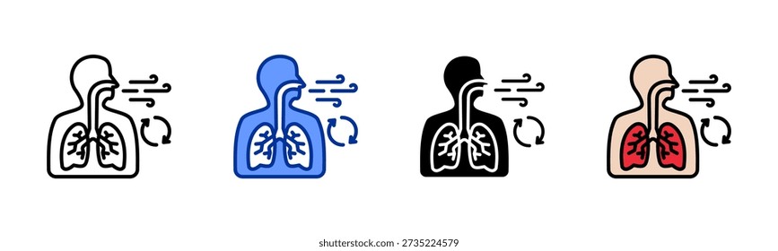 Conjunto de iconos de Educación de respiración colección de estilo múltiple