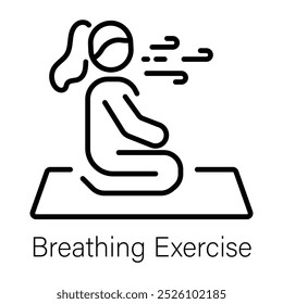 Respirando ícone de exercício no estilo de linha 
