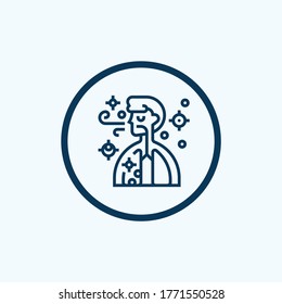 Breathing And Human Head Breath. Breathe Illness Cough. Simple Vector Modern Icon Design Illustration.
