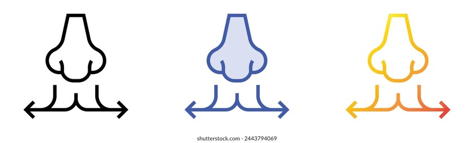 breathing icon. Linear, Blue Fill and Gradient Style Design Isolated On White Background