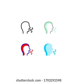 breathing icon set. 4 set icon. flat, simple, outline. medical and healthcare icon. set icon. multicolor.