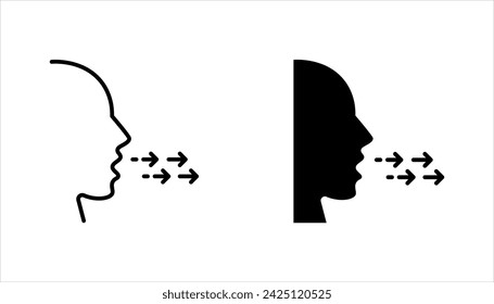 Breathing icon set. Breath difficulties sign. Respiration problems symbol. vector illustration on white background