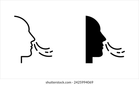 Breathing icon set. Breath difficulties sign. Respiration problems symbol. vector illustration on white background