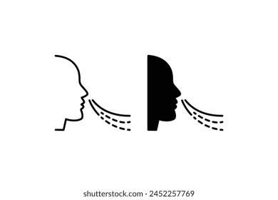 Conjunto de iconos de respiración. Signo de dificultad respiratoria. Símbolo de problemas respiratorios. Ilustración vectorial sobre fondo blanco