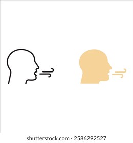 Breathing icon set. Breath difficulties sign. Respiration problems symbol. vector illustration on white background
