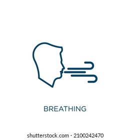 icono de respiración. Icono de contorno respiratorio lineal delgado aislado en el fondo blanco. Señal de respiración de vectores de línea, símbolo para web y móvil