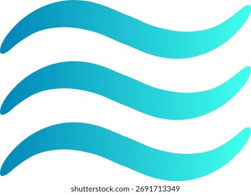  Breathing, lightness, liberation. Three smooth waves in a blue gradient convey a sense of freedom, depth, and airiness.
