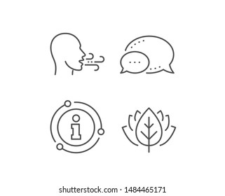 Breathing line icon. Chat bubble, info sign elements. Breath difficulties sign. Respiration problems symbol. Linear breathing exercise outline icon. Information bubble. Vector