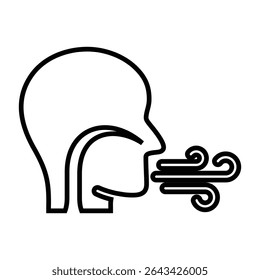 Design de ícone de linha respiratória. Ilustração vetorial do símbolo de contorno preto fino. ícone de traçado editável no plano de fundo transparente.