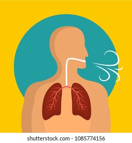 Breathing lungs icon. Flat illustration of breathing lungs vector icon for web design