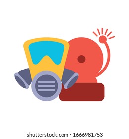 breathing mask with alarm on white background vector illustration design