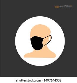 Breathing mask. dust crisis concept. flat vector icon for apps and websites.Vector illustration.